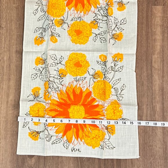 NWOT Vera Neumann Linen Orange Flower Vintage Inspired Towel - Picture 5 of 8